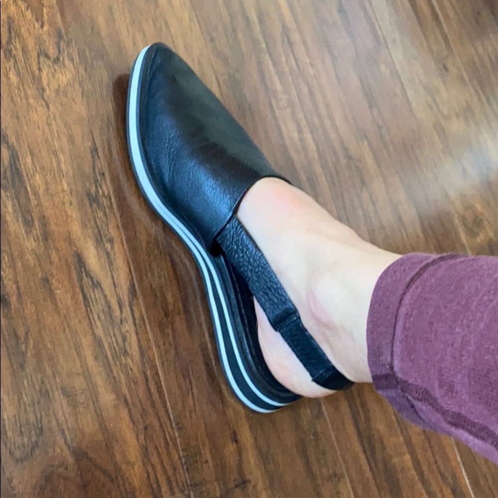 Free People black leather mules